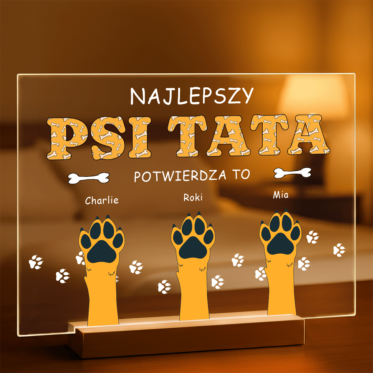 Najlepszy psi tata - Druk na szkle, spersonalizowany prezent dla miłośnika psów - Adamell.pl