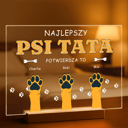 Najlepszy psi tata - Druk na szkle, spersonalizowany prezent dla miłośnika psów - Adamell.pl