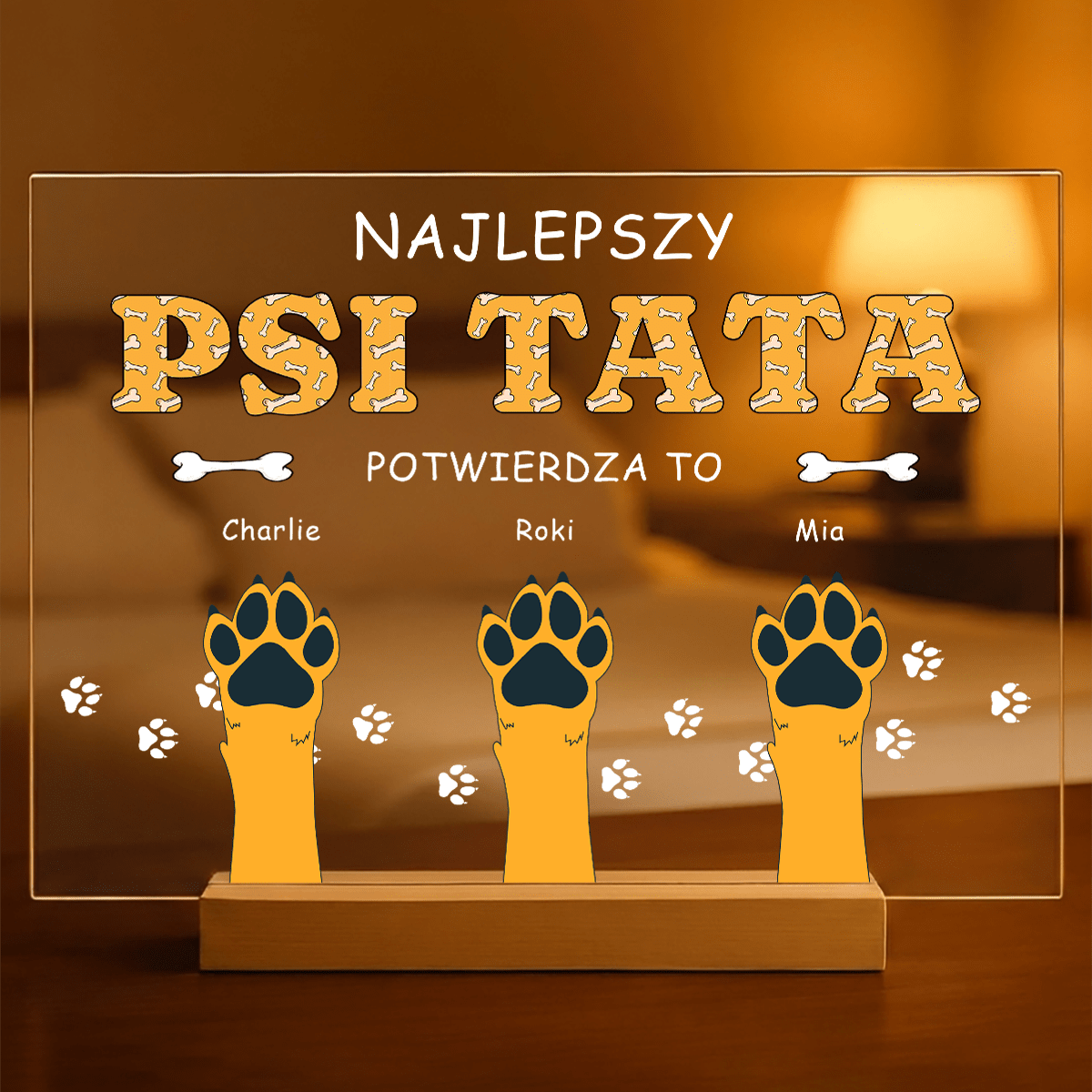 Najlepszy psi tata - Druk na szkle, spersonalizowany prezent dla miłośnika psów - Adamell.pl