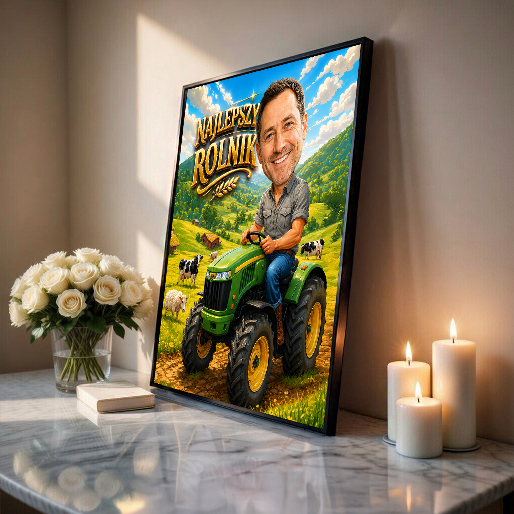 Najlepszy rolnik ilustracja - plakat, spersonalizowany prezent dla niego - Adamell.pl