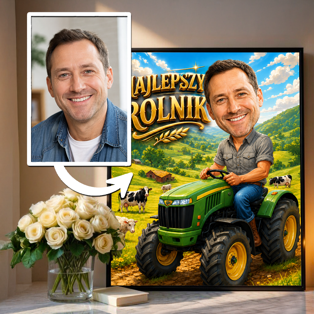 Najlepszy rolnik ilustracja - plakat, spersonalizowany prezent dla niego - Adamell.pl