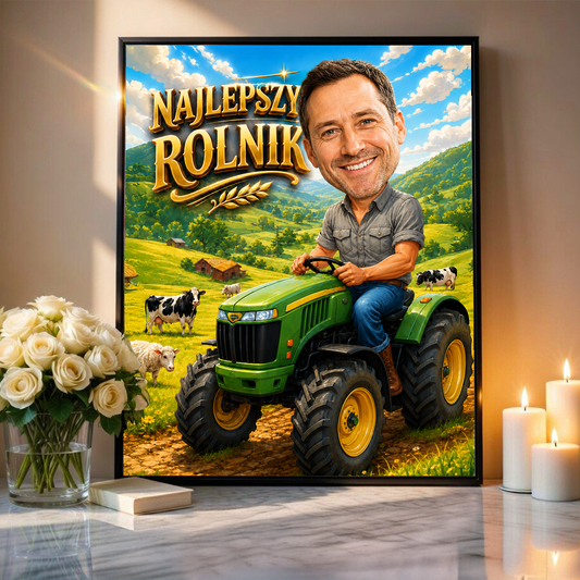 Najlepszy rolnik ilustracja - plakat, spersonalizowany prezent dla niego - Adamell.pl