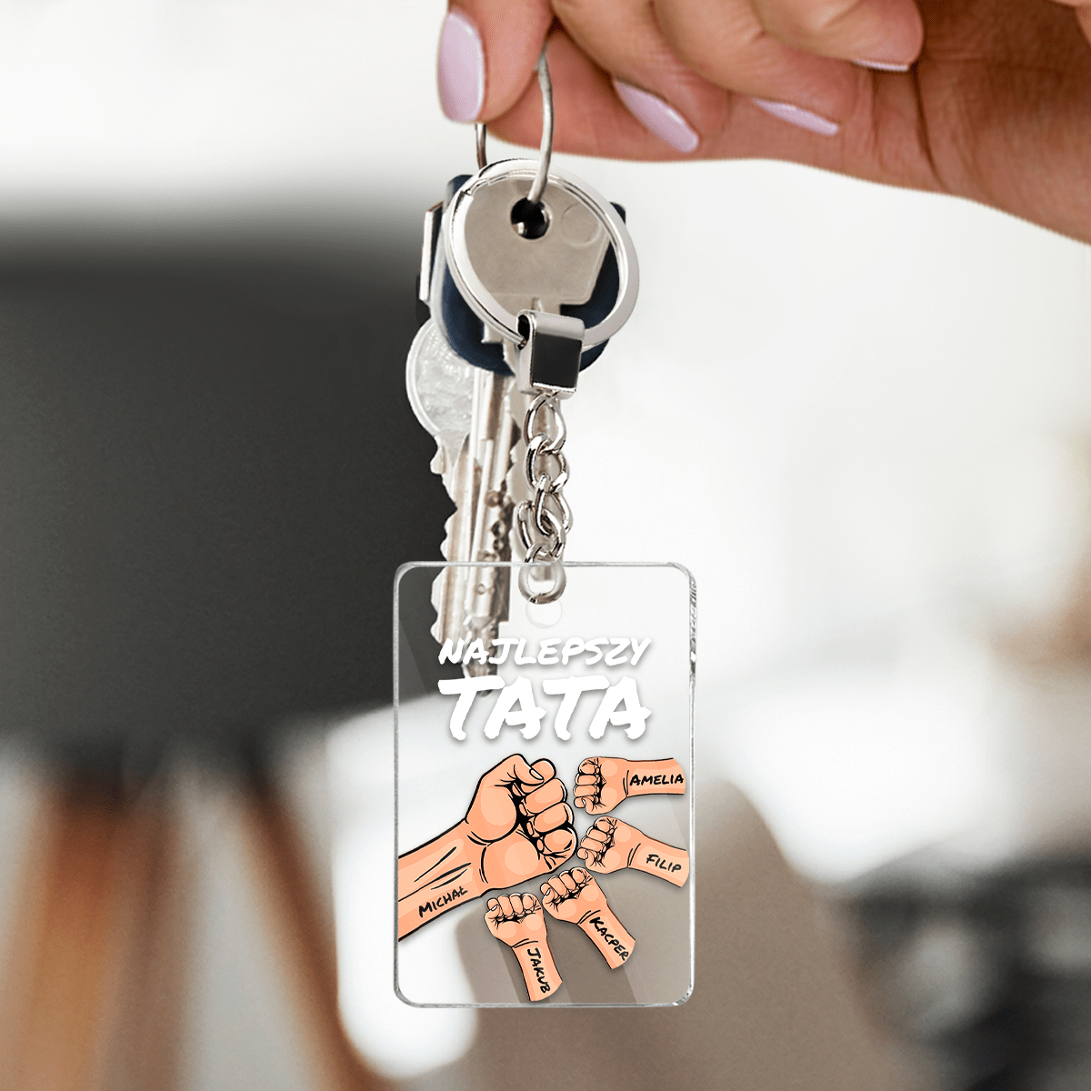 Najlepszy tata Clipart - brelok do kluczy, spersonalizowany prezent dla taty - Adamell.pl