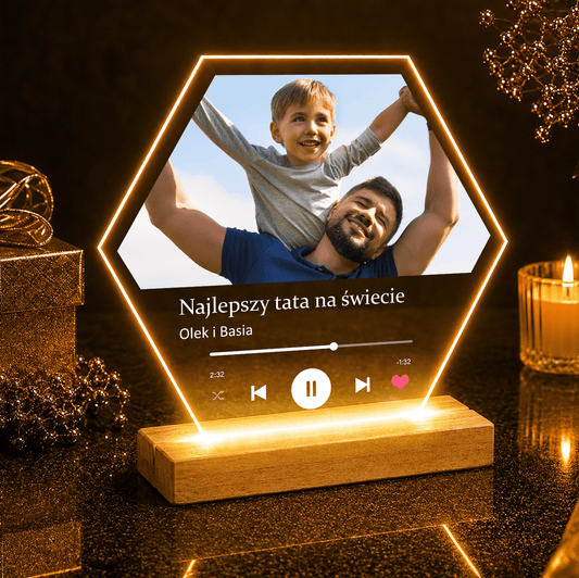 Najlepszy tata na świecie Spotify - Druk na szkle, spersonalizowany prezent dla taty - Adamell.pl