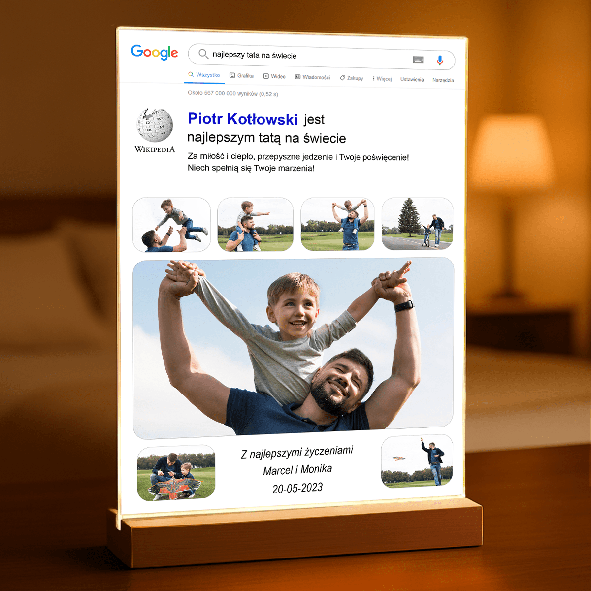 Najlepszy tata na świecie Wikipedia - Druk na szkle, spersonalizowany prezent dla taty - Adamell.pl