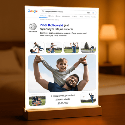Najlepszy tata na świecie Wikipedia - Druk na szkle, spersonalizowany prezent dla taty - Adamell.pl