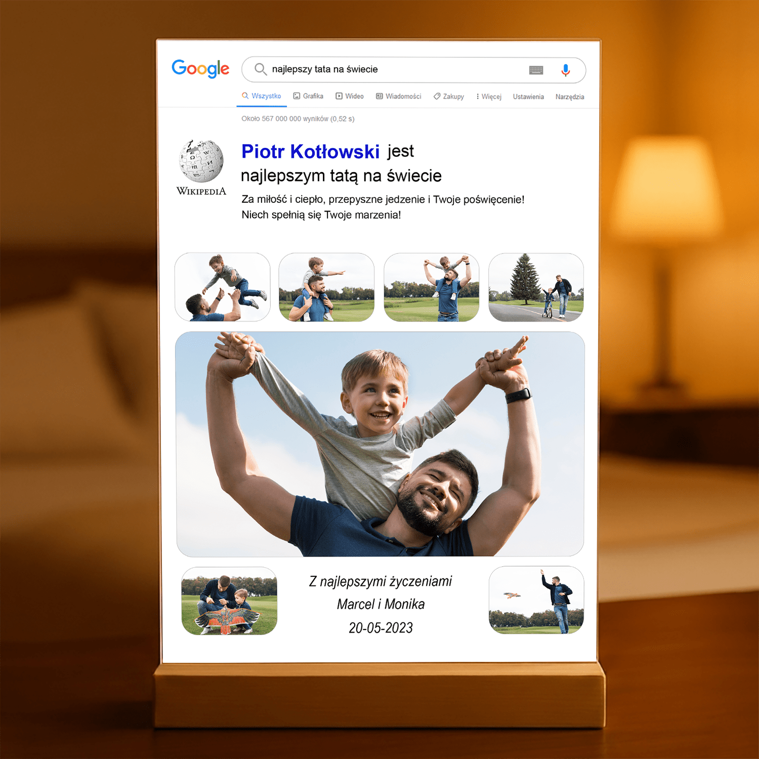 Najlepszy tata na świecie Wikipedia - Druk na szkle, spersonalizowany prezent dla taty - Adamell.pl