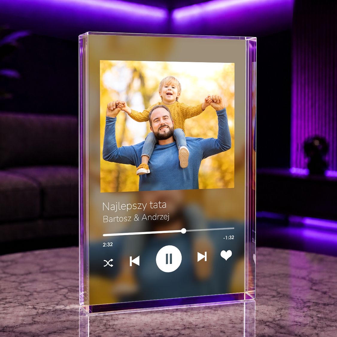 Najlepszy tata - Spotify - Druk na szkle, spersonalizowany prezent dla taty - Adamell.pl