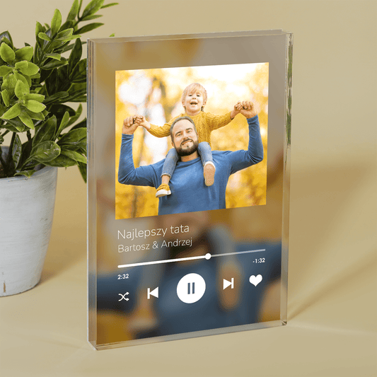 Najlepszy tata - Spotify - Druk na szkle, spersonalizowany prezent dla taty - Adamell.pl