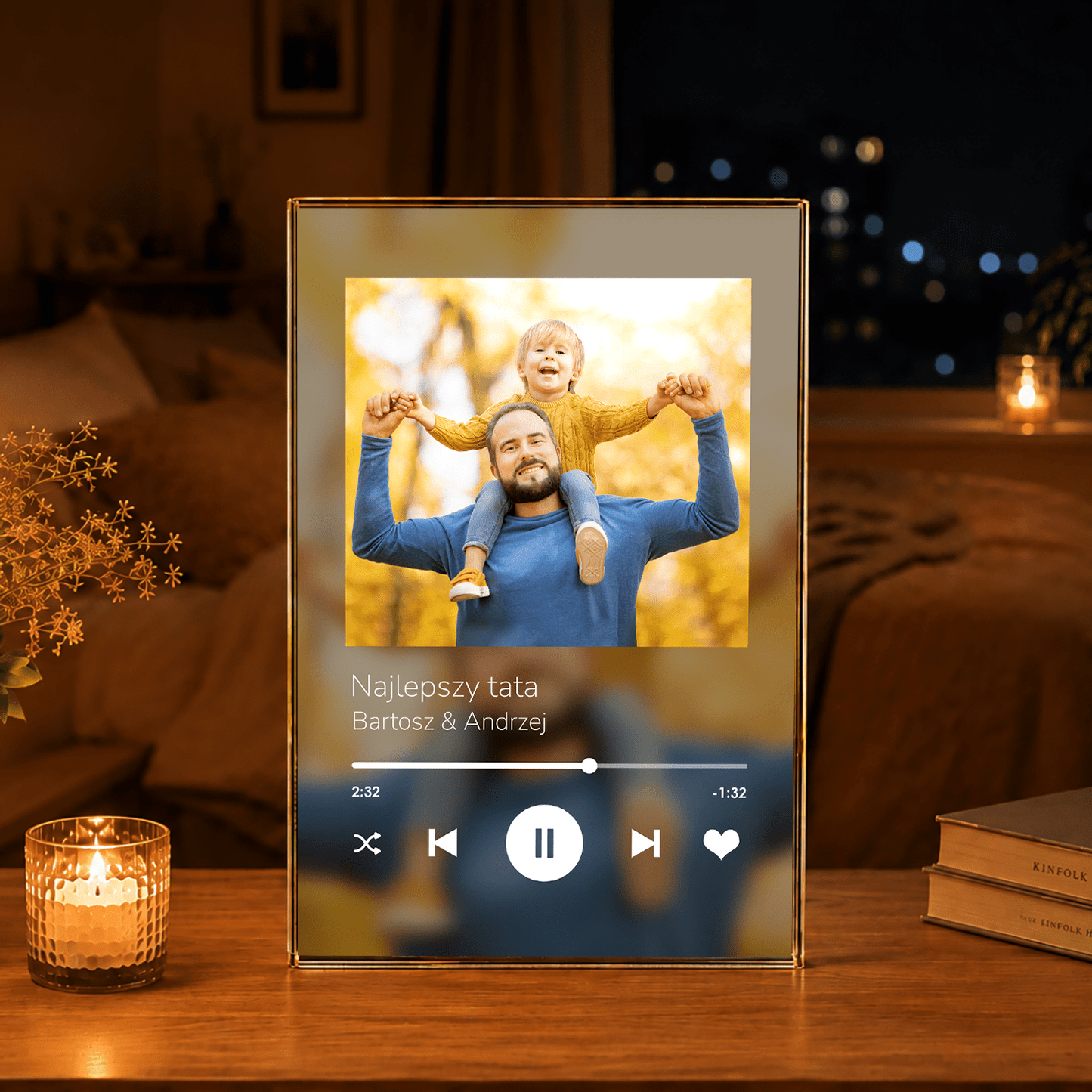 Najlepszy tata - Spotify - Druk na szkle, spersonalizowany prezent dla taty - Adamell.pl