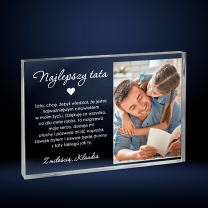 Najlepszy tata text + zdjęcie - Druk na szkle, spersonalizowany prezent dla taty - Adamell.pl