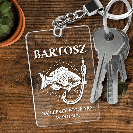 Najlepszy wędkarz - brelok do kluczy, spersonalizowany prezent dla mężczyzny - Adamell.pl