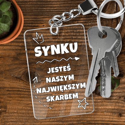 Największy skarb - brelok do kluczy, spersonalizowany prezent dla syna - Adamell.pl