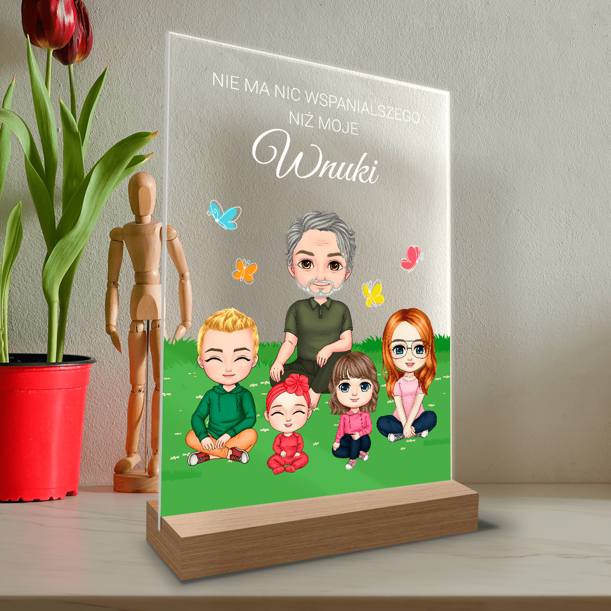Najwspanialsze wnuki Clipart - Druk na szkle, spersonalizowany prezent dla dziadka - Adamell.pl