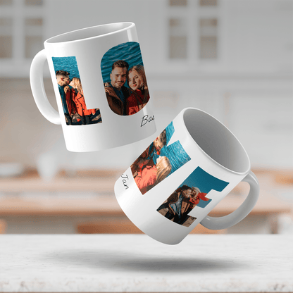 Napis Love + imiona - 1x Kubek z nadrukiem, spersonalizowany prezent dla pary - Adamell.pl