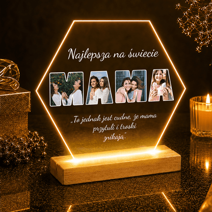 Napis MAMA fotokolaż - Druk na szkle, spersonalizowany prezent dla mamy - Adamell.pl