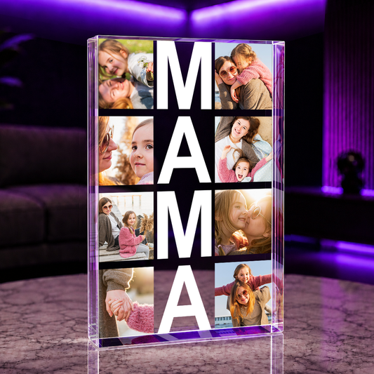Napis MAMA + fotokolaż - Druk na szkle, spersonalizowany prezent dla mamy - Adamell.pl