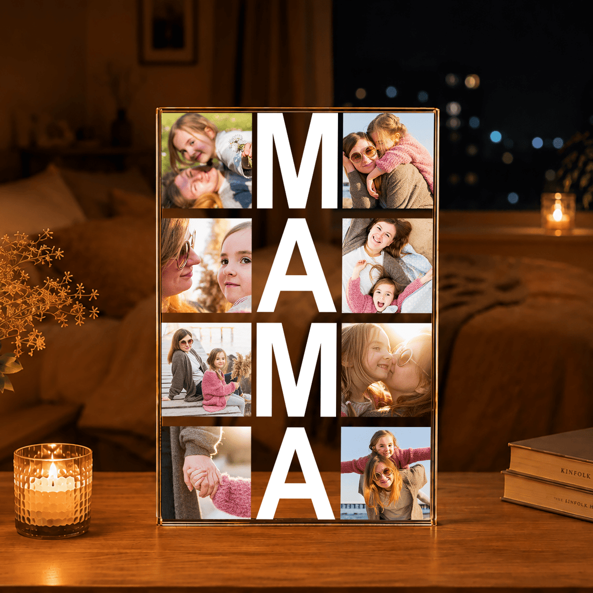 Napis MAMA + fotokolaż - Druk na szkle, spersonalizowany prezent dla mamy - Adamell.pl