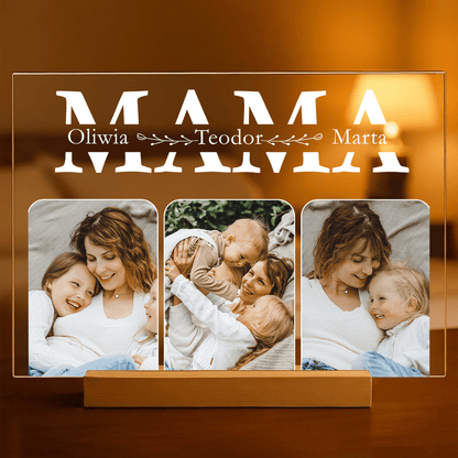 Napis MAMA + Imiona i zdjęcia - Druk na szkle, spersonalizowany prezent dla mamy - Adamell.pl