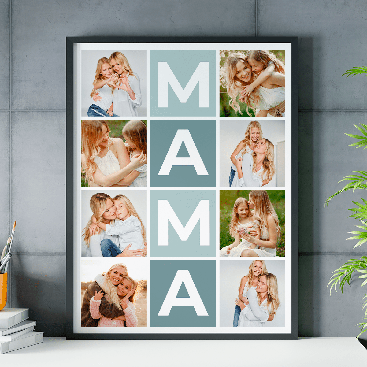 Napis MAMA + kolaż - plakat, spersonalizowany prezent dla mamy - Adamell.pl