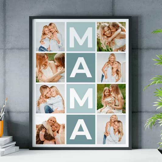 Napis MAMA + kolaż - plakat, spersonalizowany prezent dla mamy - Adamell.pl
