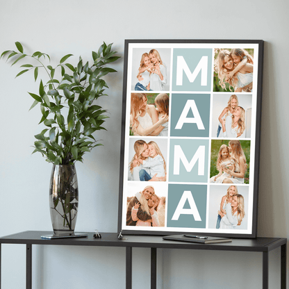 Napis MAMA + kolaż - plakat, spersonalizowany prezent dla mamy - Adamell.pl