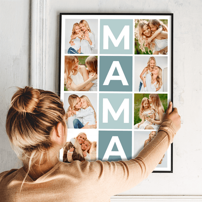 Napis MAMA + kolaż - plakat, spersonalizowany prezent dla mamy - Adamell.pl
