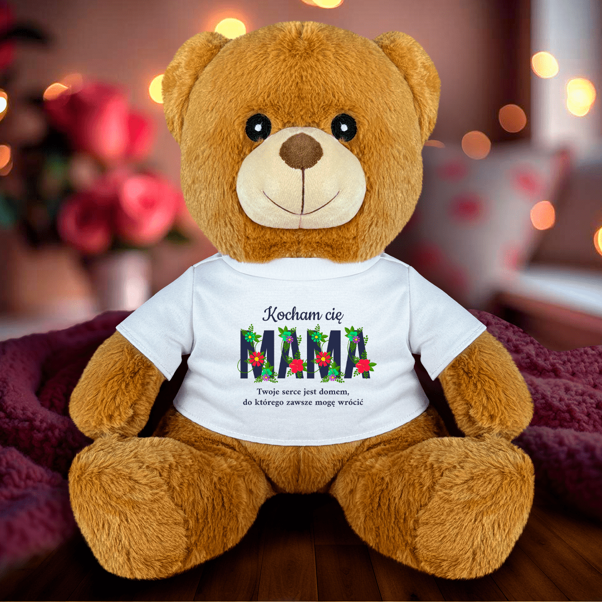 Napis MAMA - Miś z nadrukiem, spersonalizowany prezent dla mamy - Adamell.pl