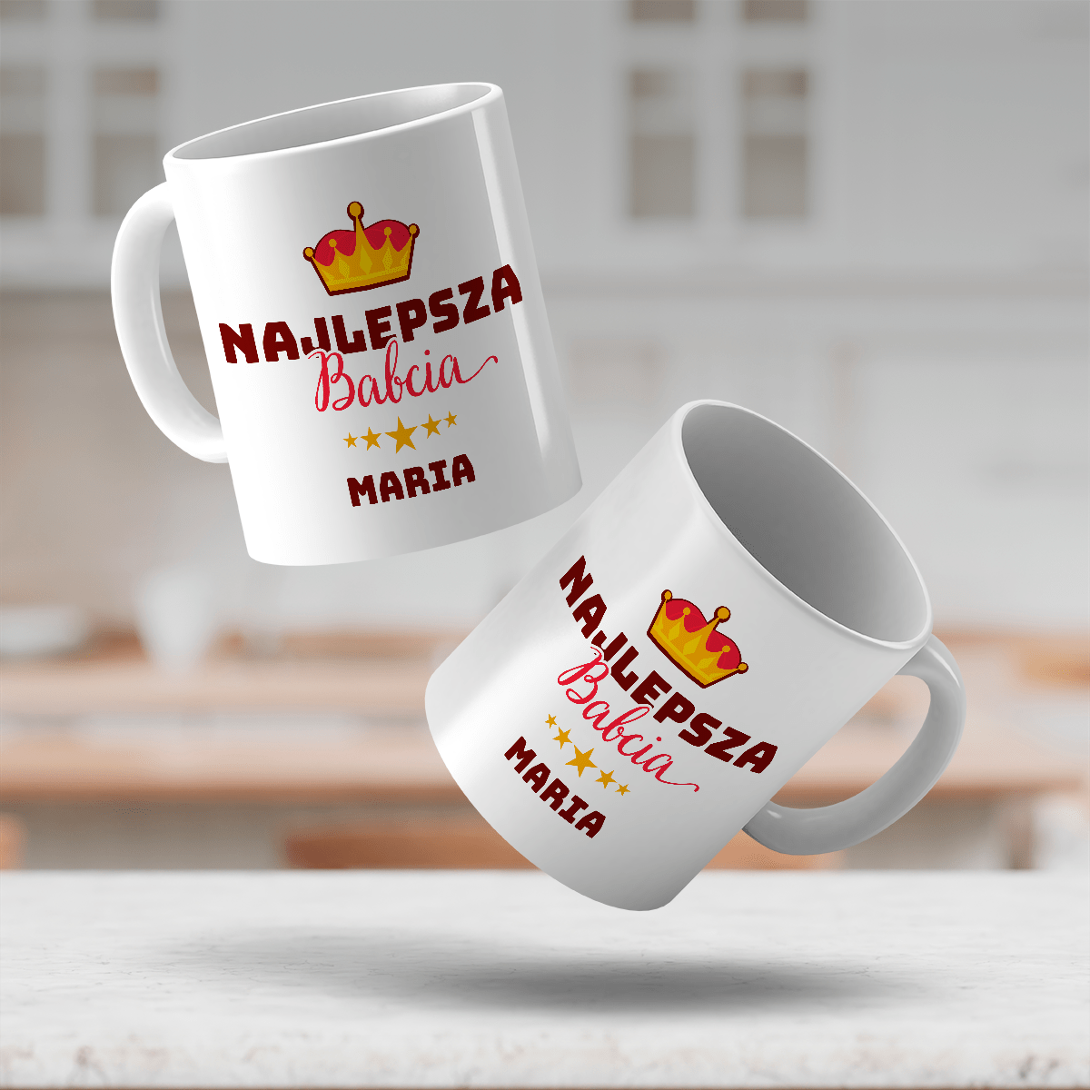 Napis najlepsza babcia + imię - 1x Kubek z nadrukiem, spersonalizowany prezent dla babci - Adamell.pl