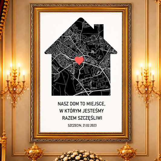 Kolaż ze zdjęć na płótnie Nasz dom — prezent dla rodziców