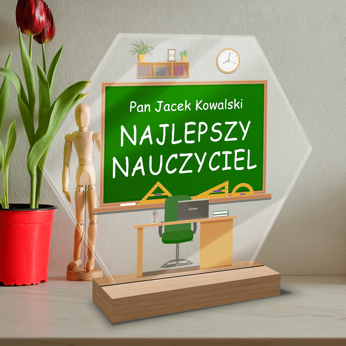 Nasz najlepszy nauczyciel - Druk na szkle, spersonalizowany prezent dla nauczyciela - Adamell.pl