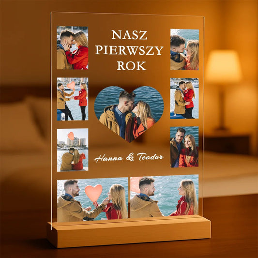 Nasz rok kolaż 9 zdjęć - Druk na szkle, spersonalizowany prezent dla pary - Adamell.pl