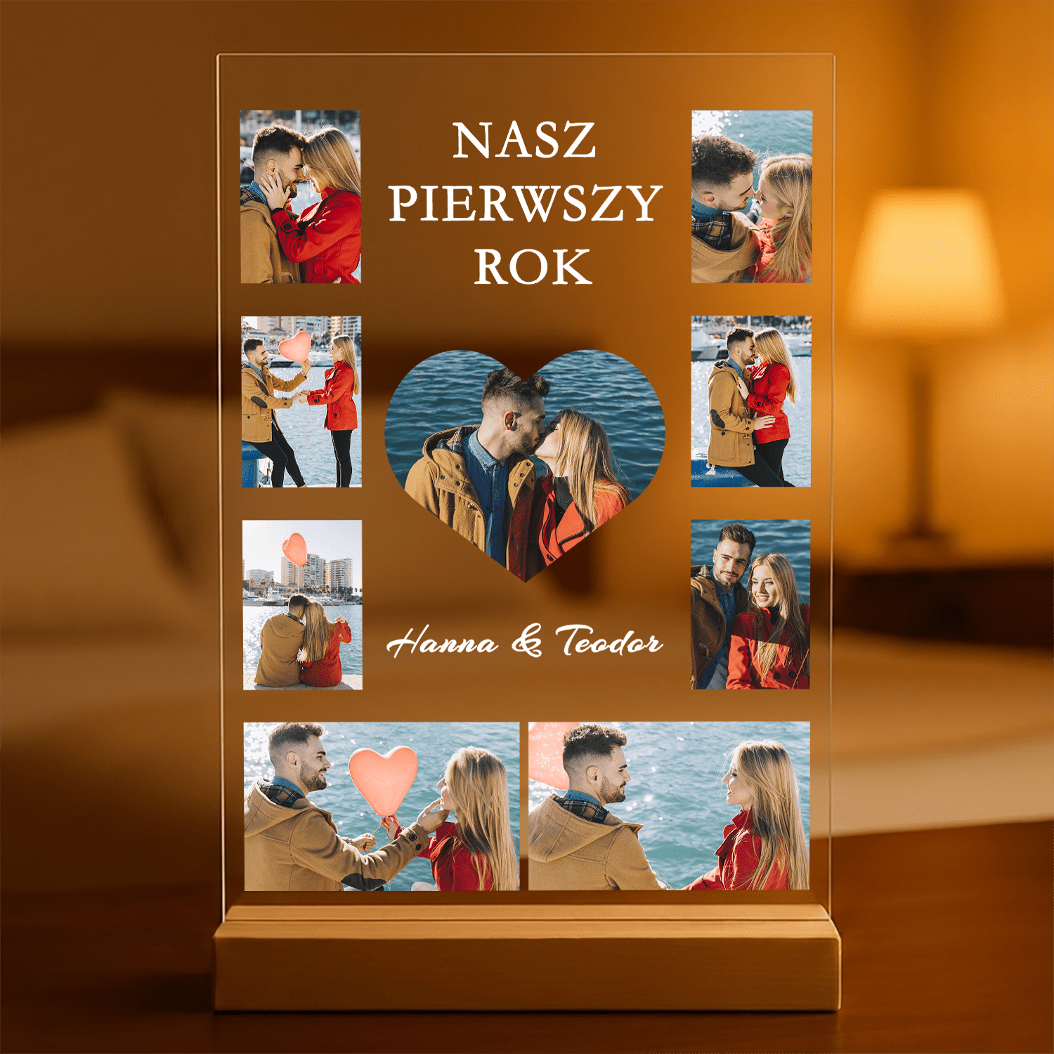 Nasz rok kolaż 9 zdjęć - Druk na szkle, spersonalizowany prezent dla pary - Adamell.pl