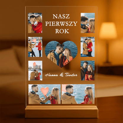 Nasz rok kolaż 9 zdjęć - Druk na szkle, spersonalizowany prezent dla pary - Adamell.pl