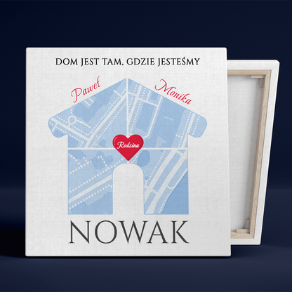 Nasz wspólny dom - druk na płótnie, spersonalizowany prezent dla rodziny - Adamell.pl
