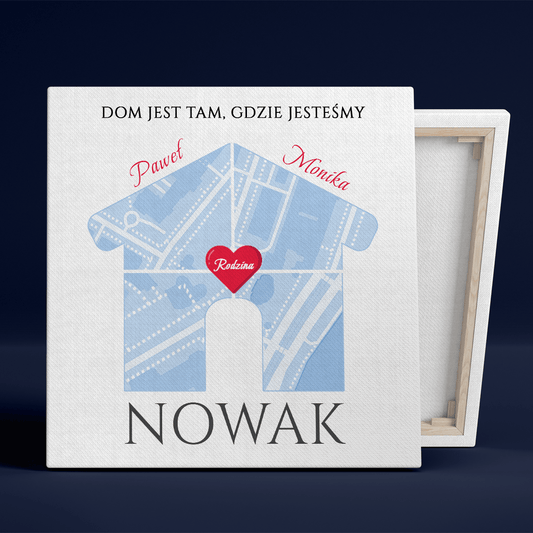 Nasz wspólny dom - druk na płótnie, spersonalizowany prezent dla rodziny - Adamell.pl