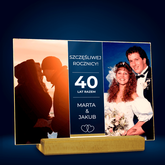 Nasza 40.rocznica - Druk na szkle, spersonalizowany prezent dla pary - Adamell.pl