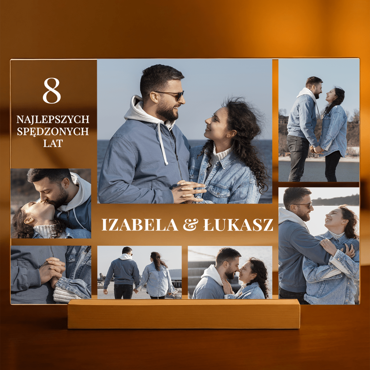 Nasza 8 rocznica - Druk na szkle, spersonalizowany prezent dla pary - Adamell.pl