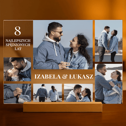 Nasza 8 rocznica - Druk na szkle, spersonalizowany prezent dla pary - Adamell.pl