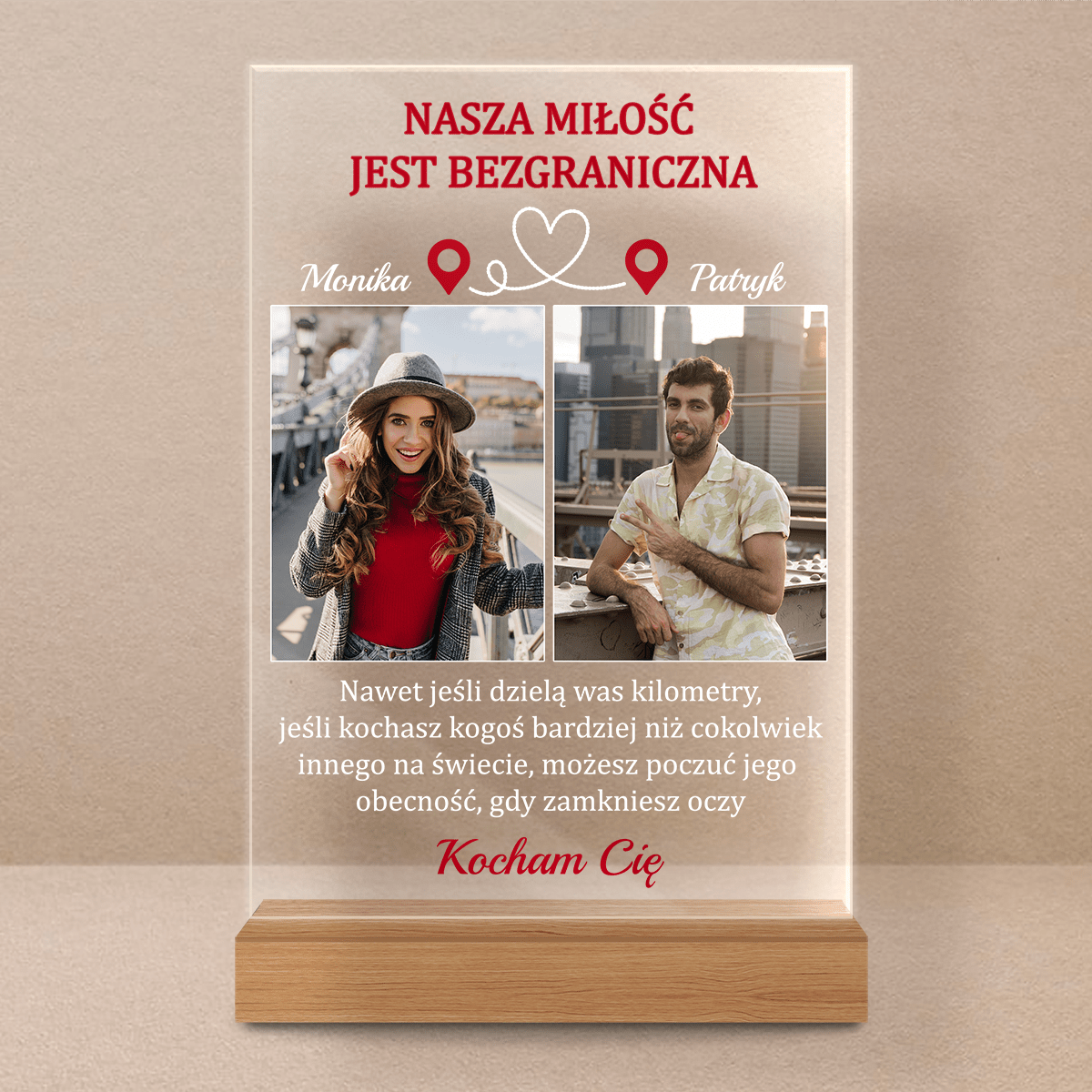 Nasza bezgraniczna miłość - Druk na szkle, spersonalizowany prezent dla pary - Adamell.pl