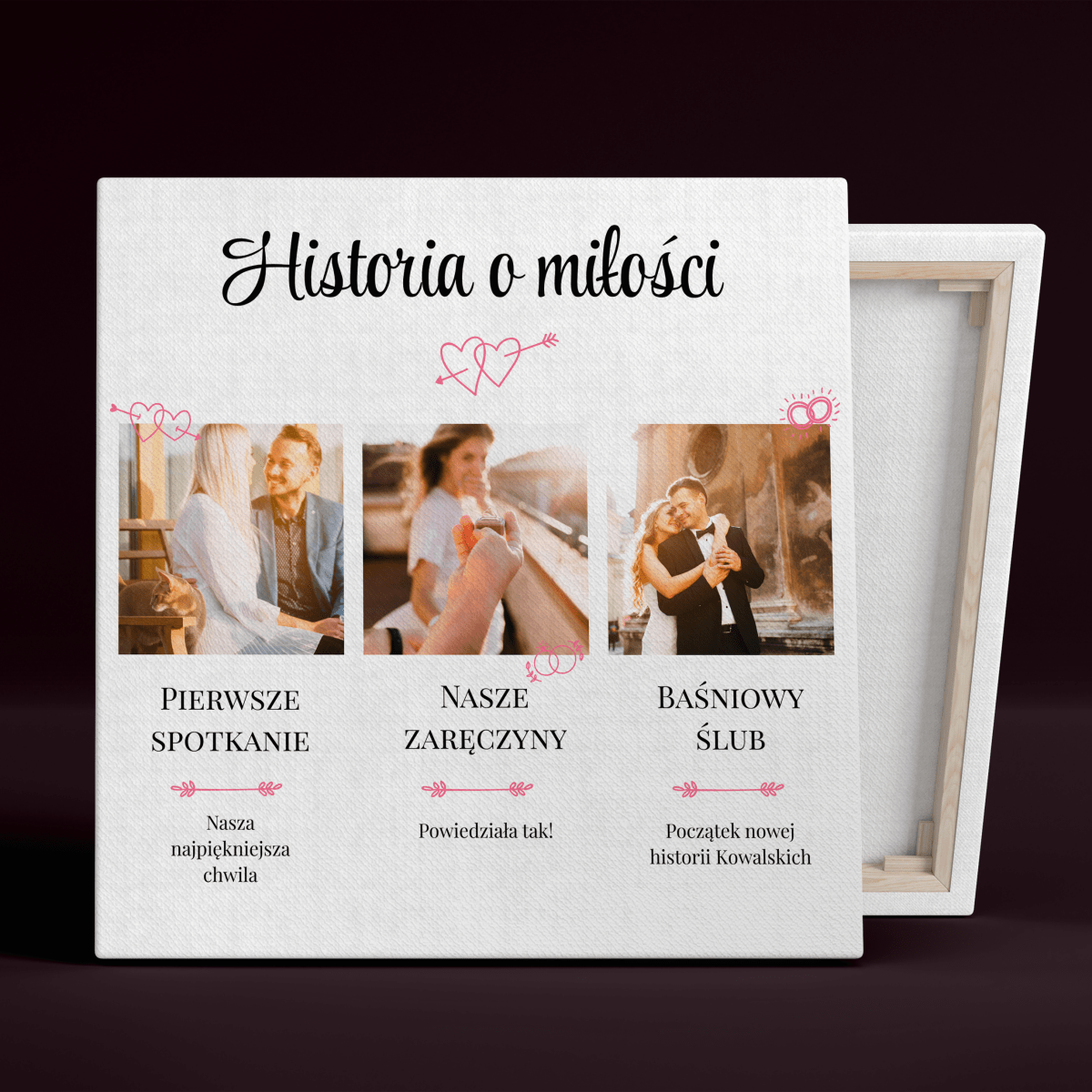 Nasza historia o miłości - druk na płótnie, spersonalizowany prezent dla pary - Adamell.pl