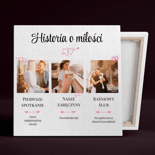 Nasza historia o miłości - druk na płótnie, spersonalizowany prezent dla pary - Adamell.pl