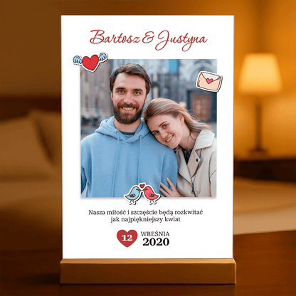 Nasza miłość i szczęście - Druk na szkle, spersonalizowany prezent dla pary - Adamell.pl