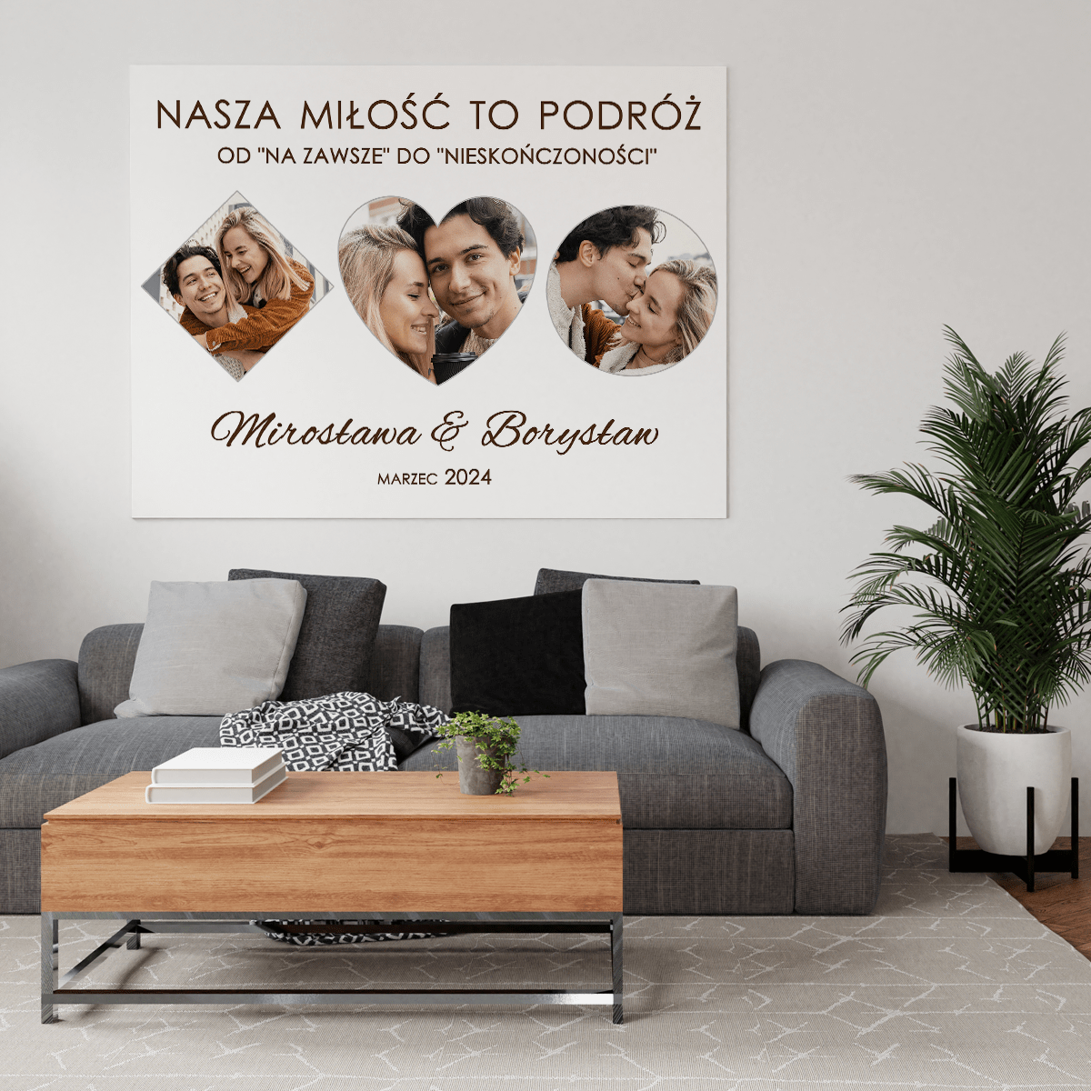 Nasza miłość to podróż - druk na płótnie, spersonalizowany prezent dla pary - Adamell.pl