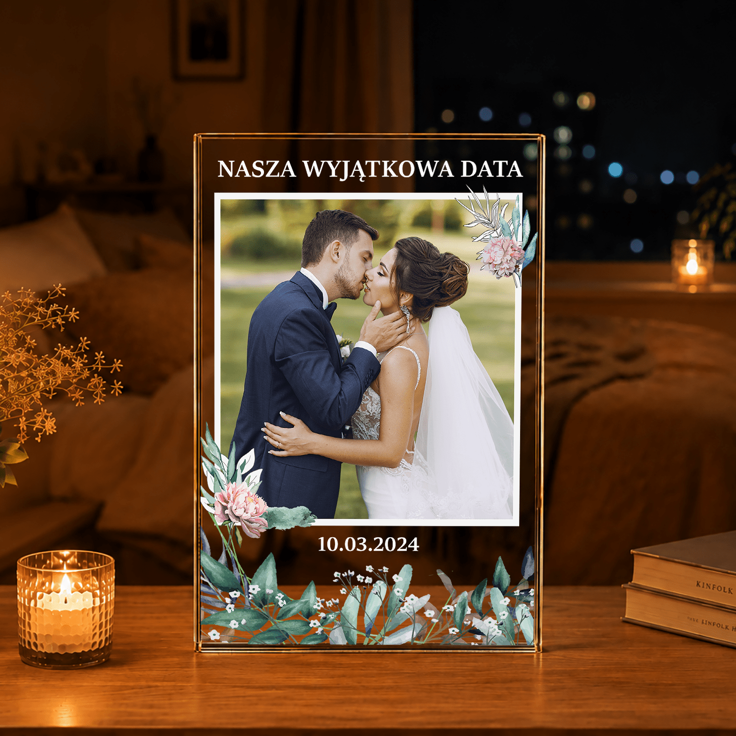 Nasza najważniejsza data - Druk na szkle, spersonalizowany prezent dla małżeństwa - Adamell.pl