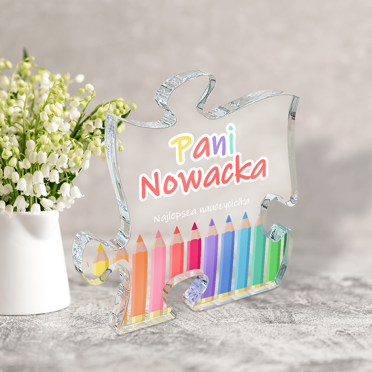 Nasza nauczycielka - Druk na szkle - puzzel, spersonalizowany prezent dla nauczyciela - Adamell.pl
