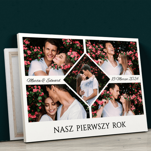 Nasza pierwsza rocznica - druk na płótnie, spersonalizowany prezent dla pary - Adamell.pl