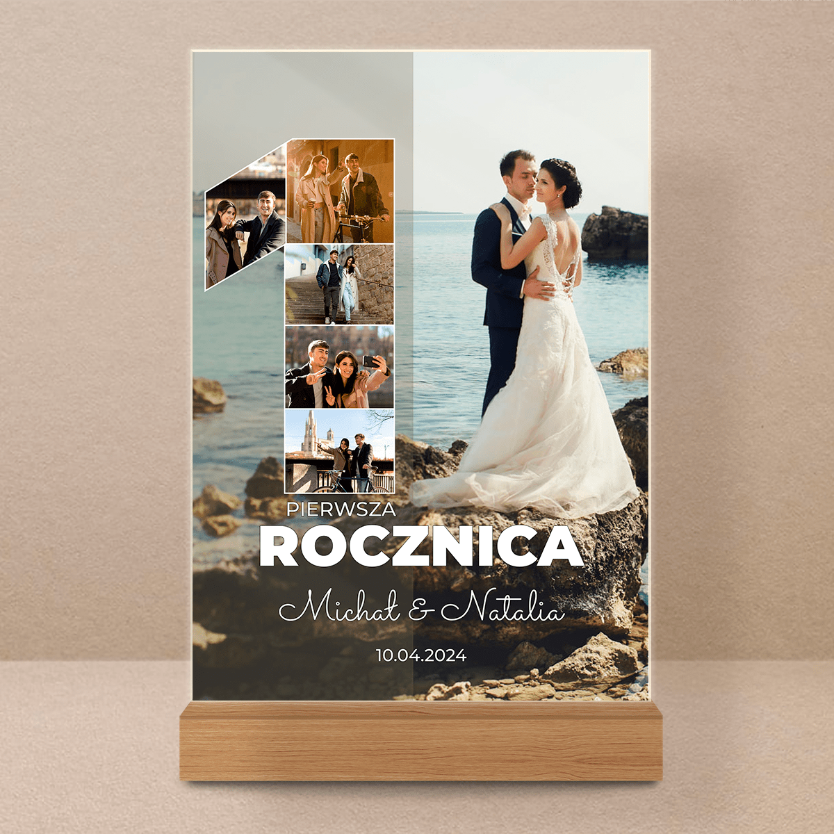 Nasza pierwsza rocznica + imiona - Druk na szkle, spersonalizowany prezent dla pary - Adamell.pl