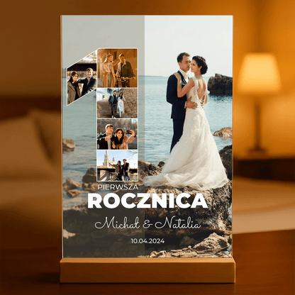 Nasza pierwsza rocznica + imiona - Druk na szkle, spersonalizowany prezent dla pary - Adamell.pl