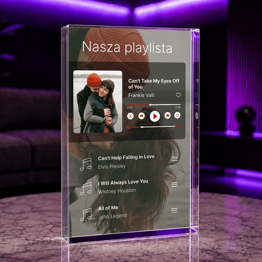Nasza playlista - Druk na szkle, spersonalizowany prezent dla pary - Adamell.pl